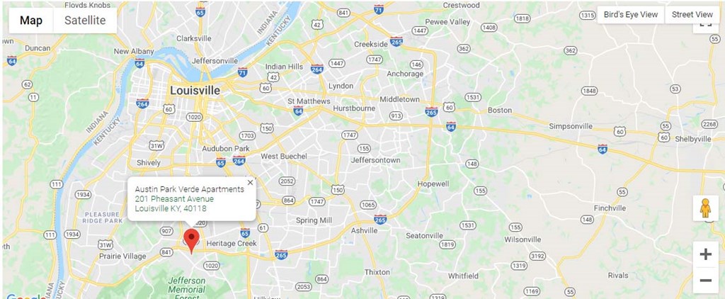 a screenshot of a google map with a red dot on it